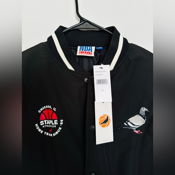 Chicago Bulls NBA x Staple My City Full-Snap Varsity Jacket - Black - Picture 3 of 4